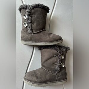 Target Girls Size 11 Black Boots Faux Fur Winter